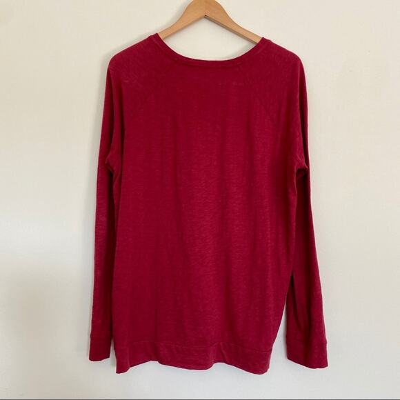 Two By Vince Camuto blouse semi sheer red plaid crew side zip holiday size M - Picture 5 of 10